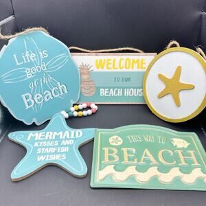 Christmas Tree Shop Beach House Wall Decor Lot Of 5 Plaques & Signs
